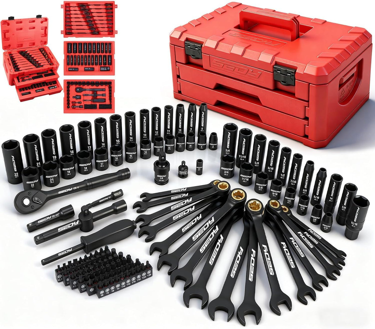 132-Piece SAE/Metric Mechanics Tool Set with Storage Case W981