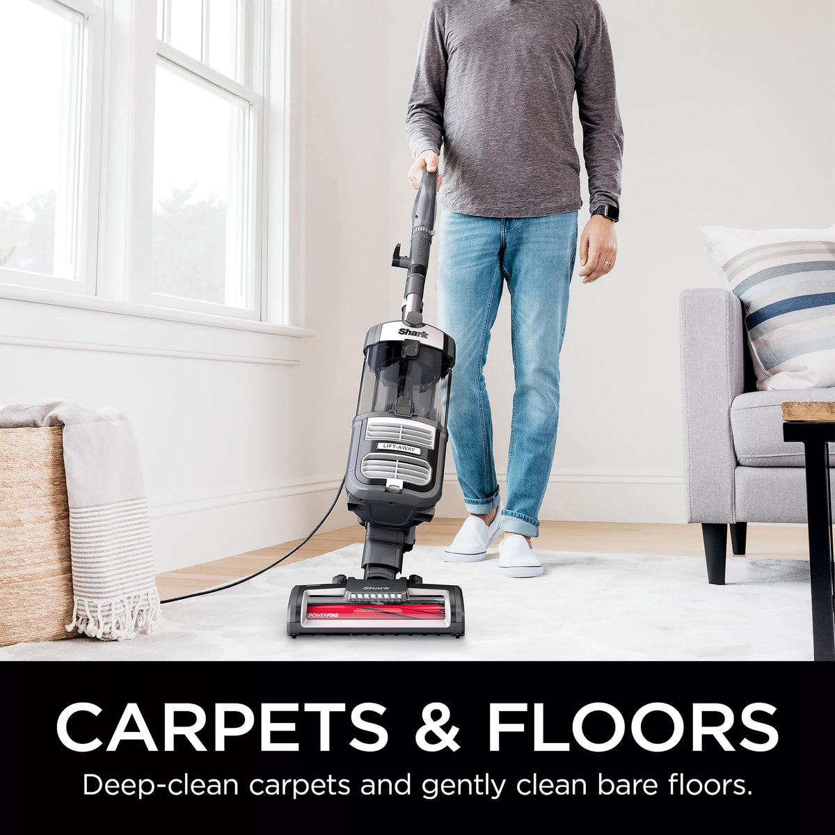 Upright Vacuum with HEPA Filter, LED Headlights, Swivel Steering, Gray V35399