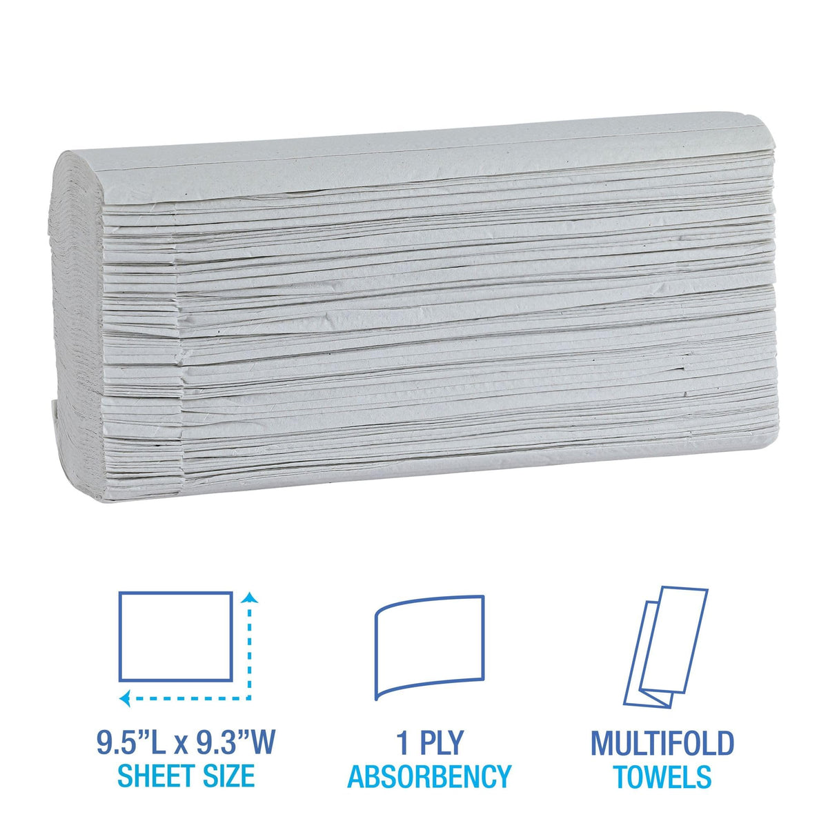 Green Multifold Towels, 250 per Pack, Case of 16 Packs E49555