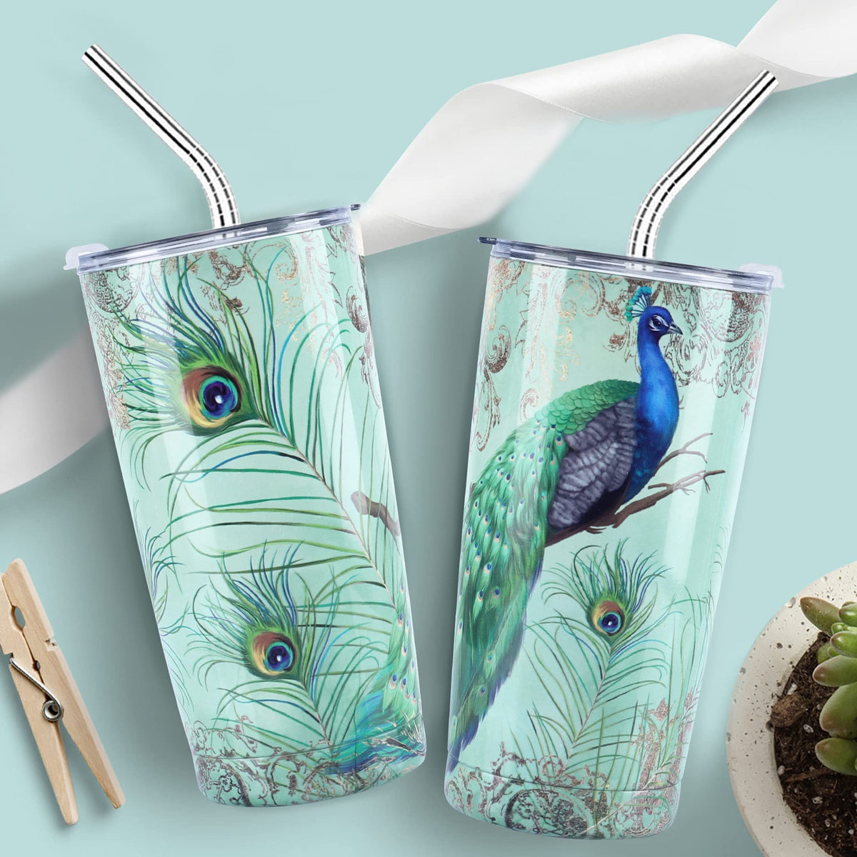 20 oz Insulated Stainless Steel Tumbler with Straw Lid K624602