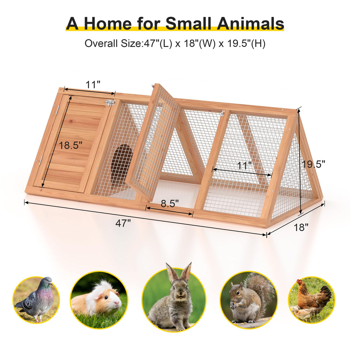 A-Frame Rabbit Hutch with Run Cage L632