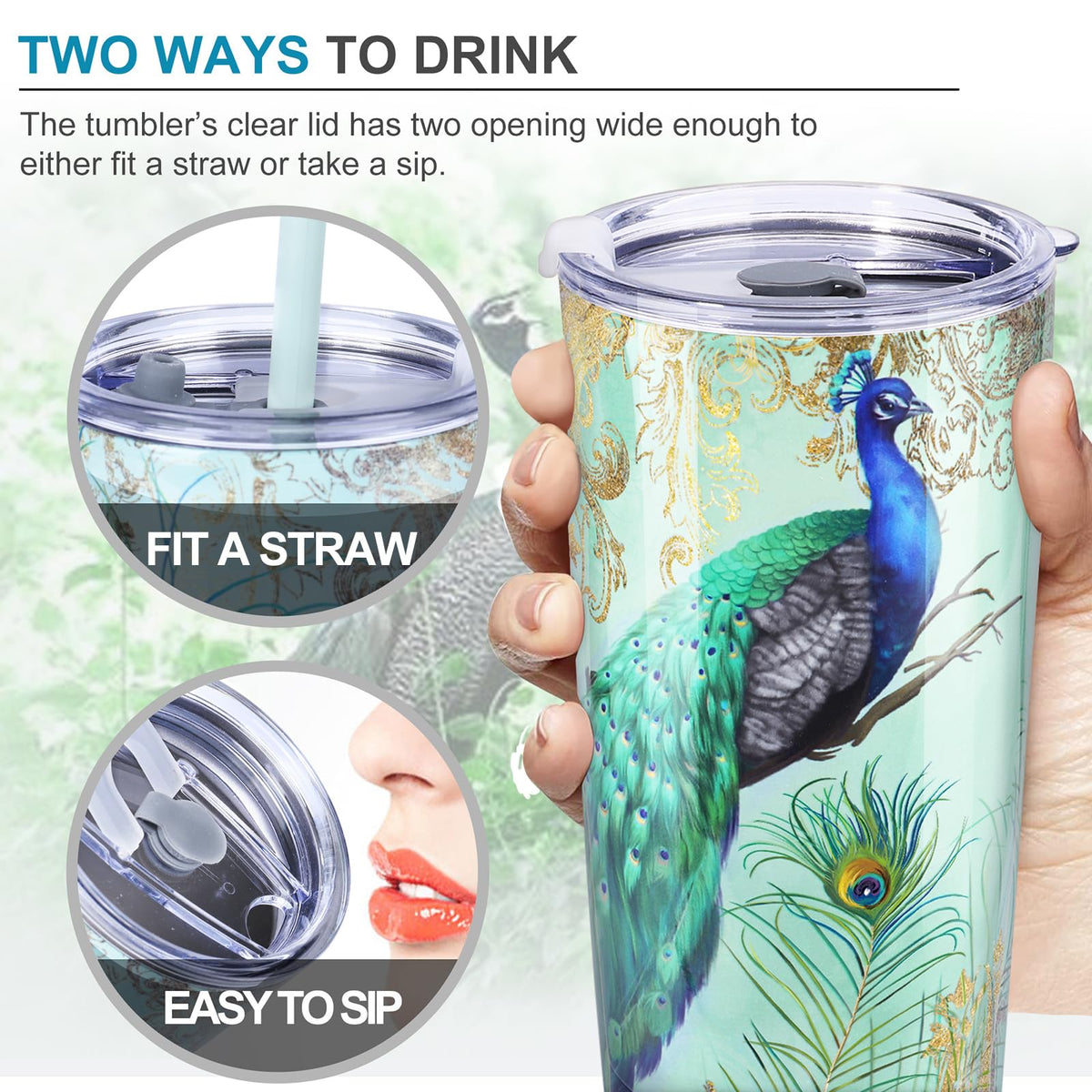 20 oz Insulated Stainless Steel Tumbler with Straw Lid K624602