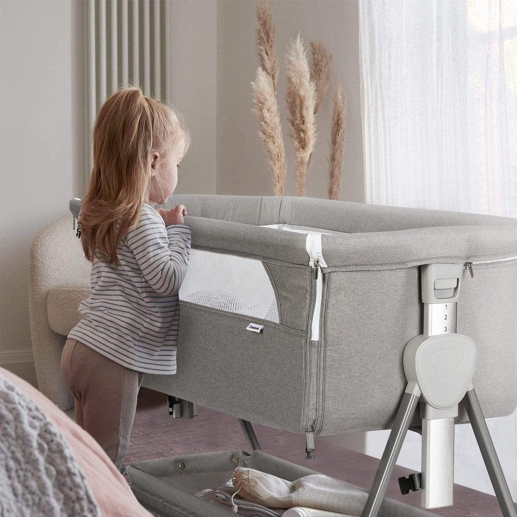 Baby Bassinet with 7 Adjustable Height, Breathable Mesh & Mattress W20064
