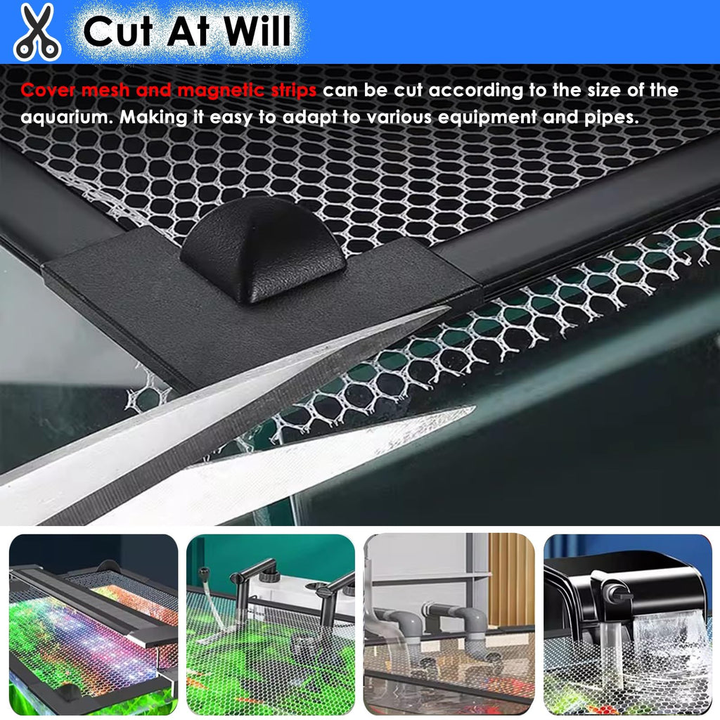 Fish Tank Top Cover Anti-Jumping Net with Magnetic Edges O568