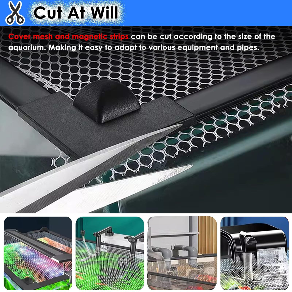 Fish Tank Top Cover Anti-Jumping Net with Magnetic Edges O568