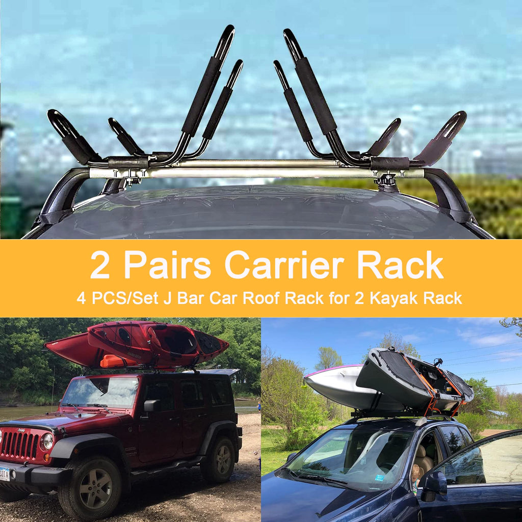 2 Pairs J-Bar Kayak Roof Rack Set of 4 Z3479