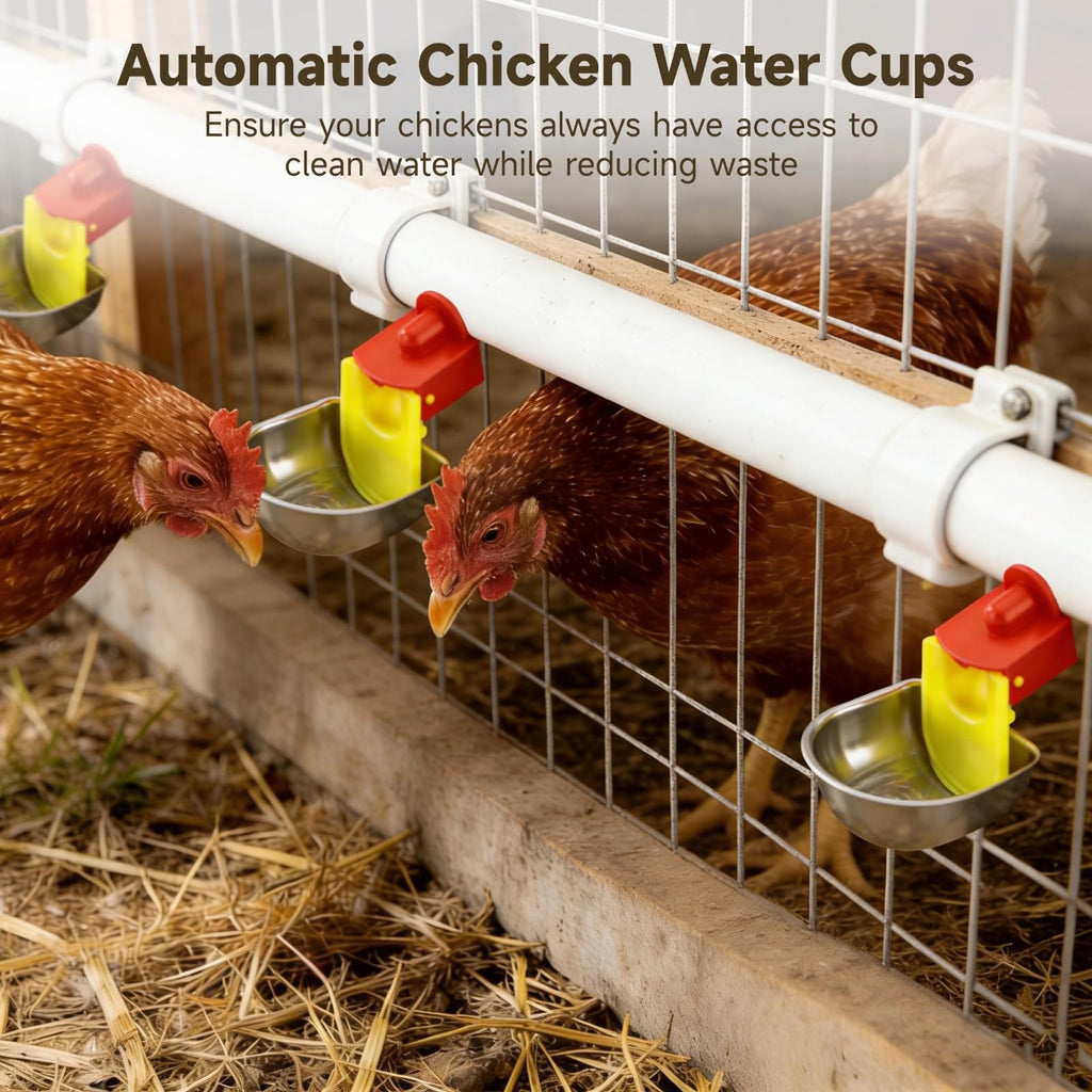 12 Pcs Stainless Self-Filling Chicken Water Cups V892