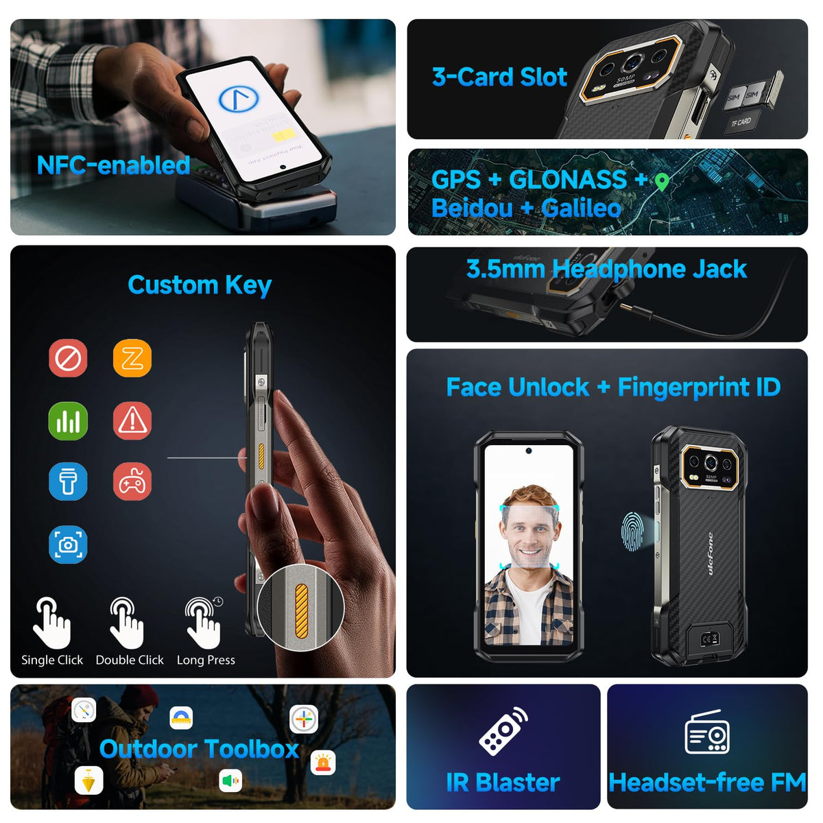 Rugged Smartphone Unlocked 64MP Night Vision 50MP Ultra-Wide Camera X774
