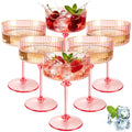 Pink 6 Pcs 10 Oz Plastic Martini Glasses Y4381
