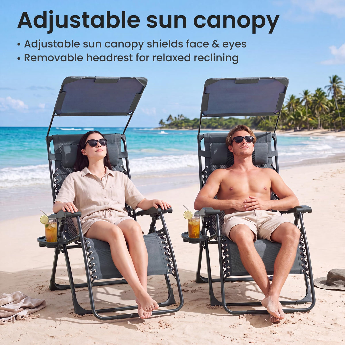 2 Pack Zero Gravity Chairs with Canopy O74066