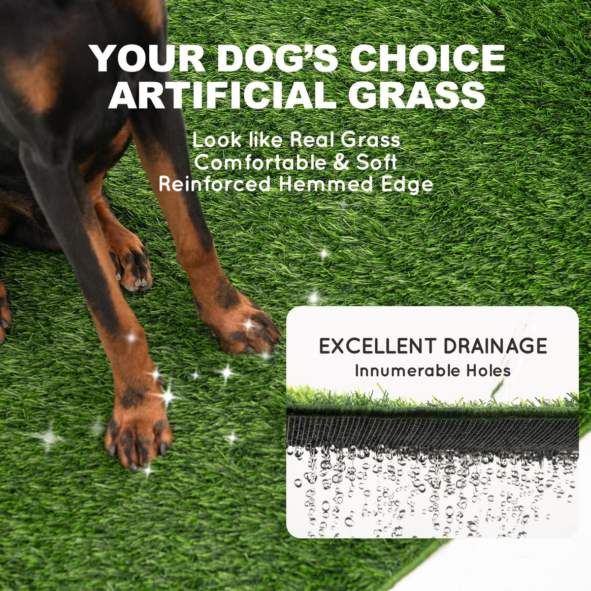 Extra Large Ultra-Absorbent Artificial Grass Pads with Washable Pee Pads 2 Sets C811649