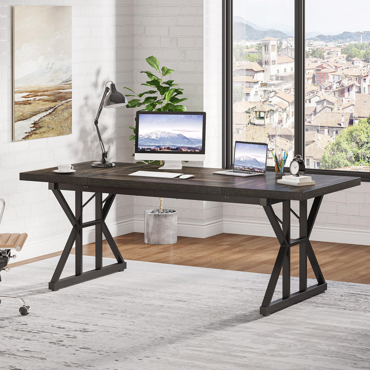 70.8 Inch Black Oak Executive Desk G12965