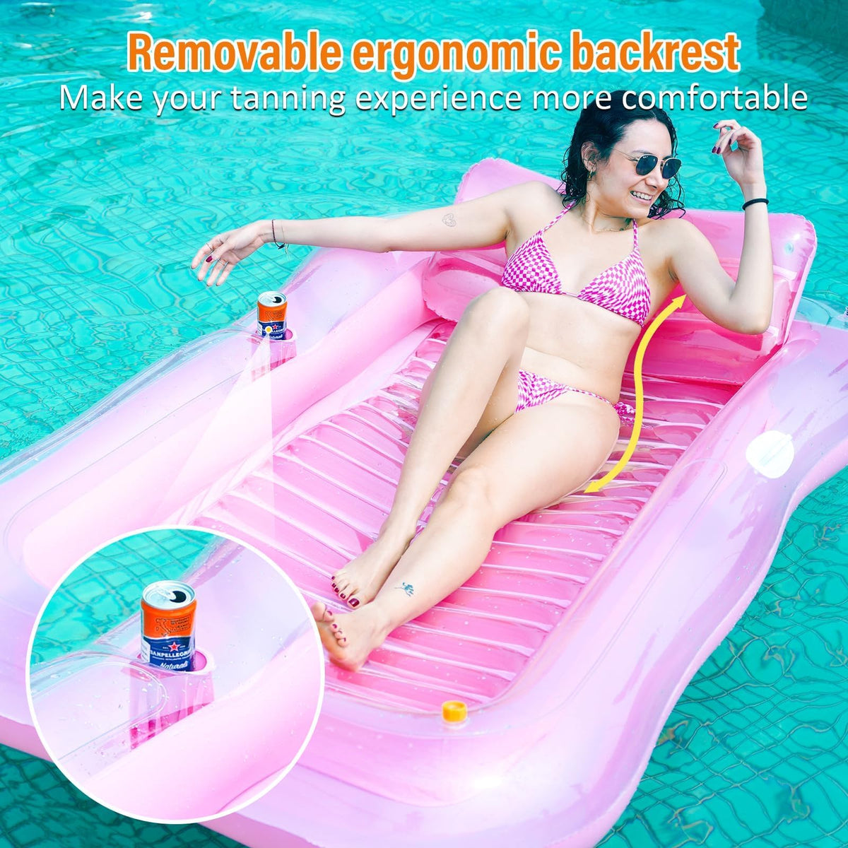 Inflatable Tanning Pool Lounger Float with Sprinkler W235