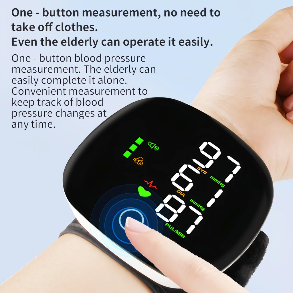 Wrist Blood Pressure Monitor with LCD Display and Voice Guide Q1935