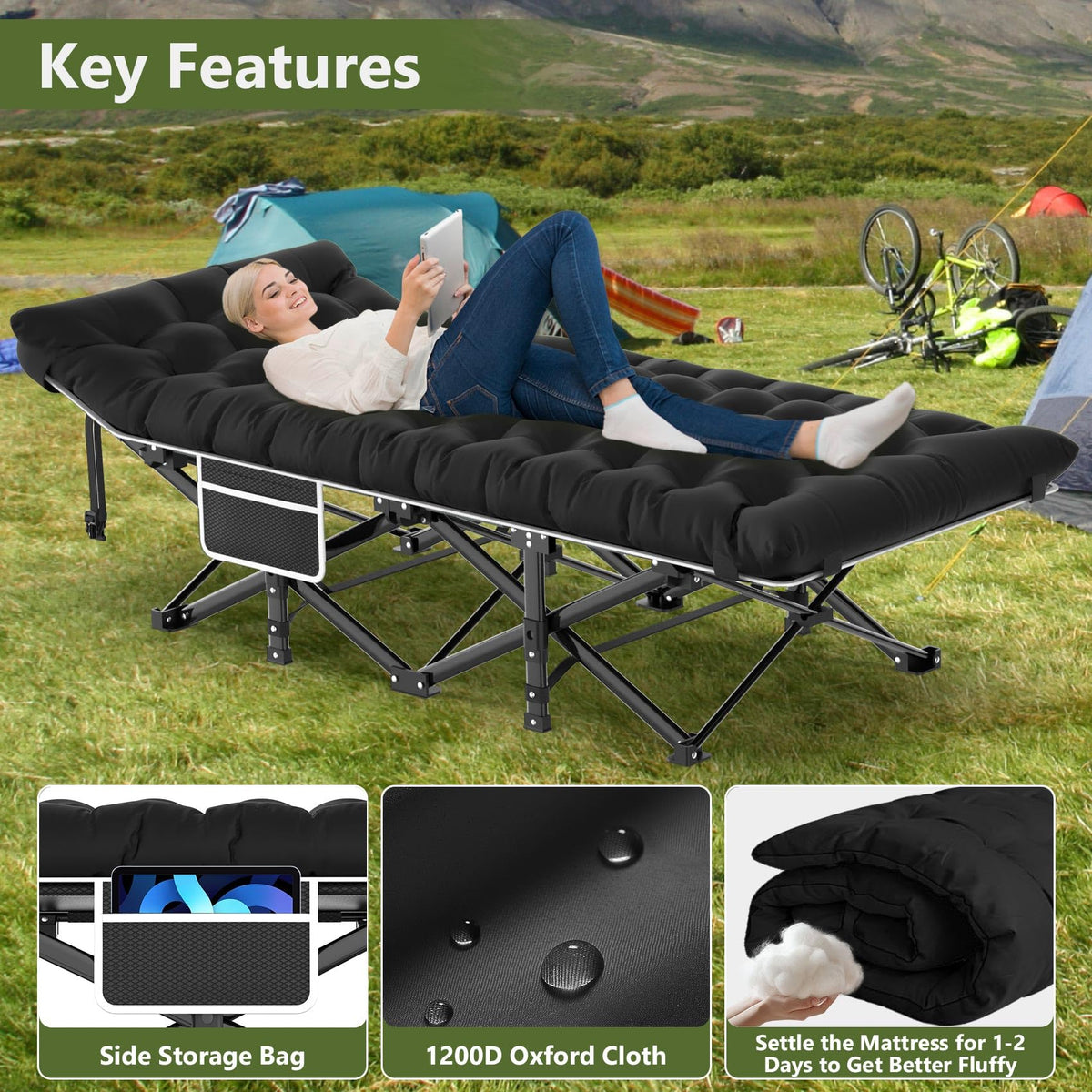 Camping Cot with Carry Bag B3496