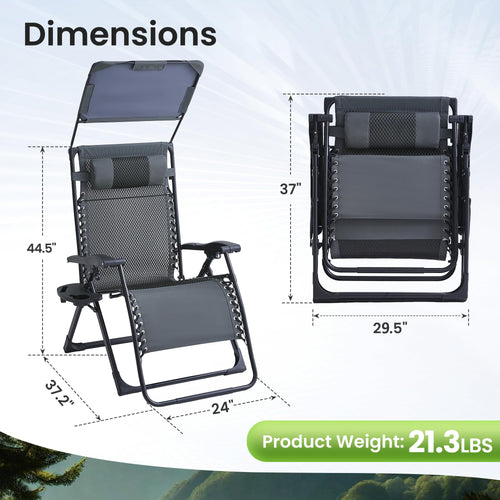 2 Pack Zero Gravity Chairs with Canopy O74066