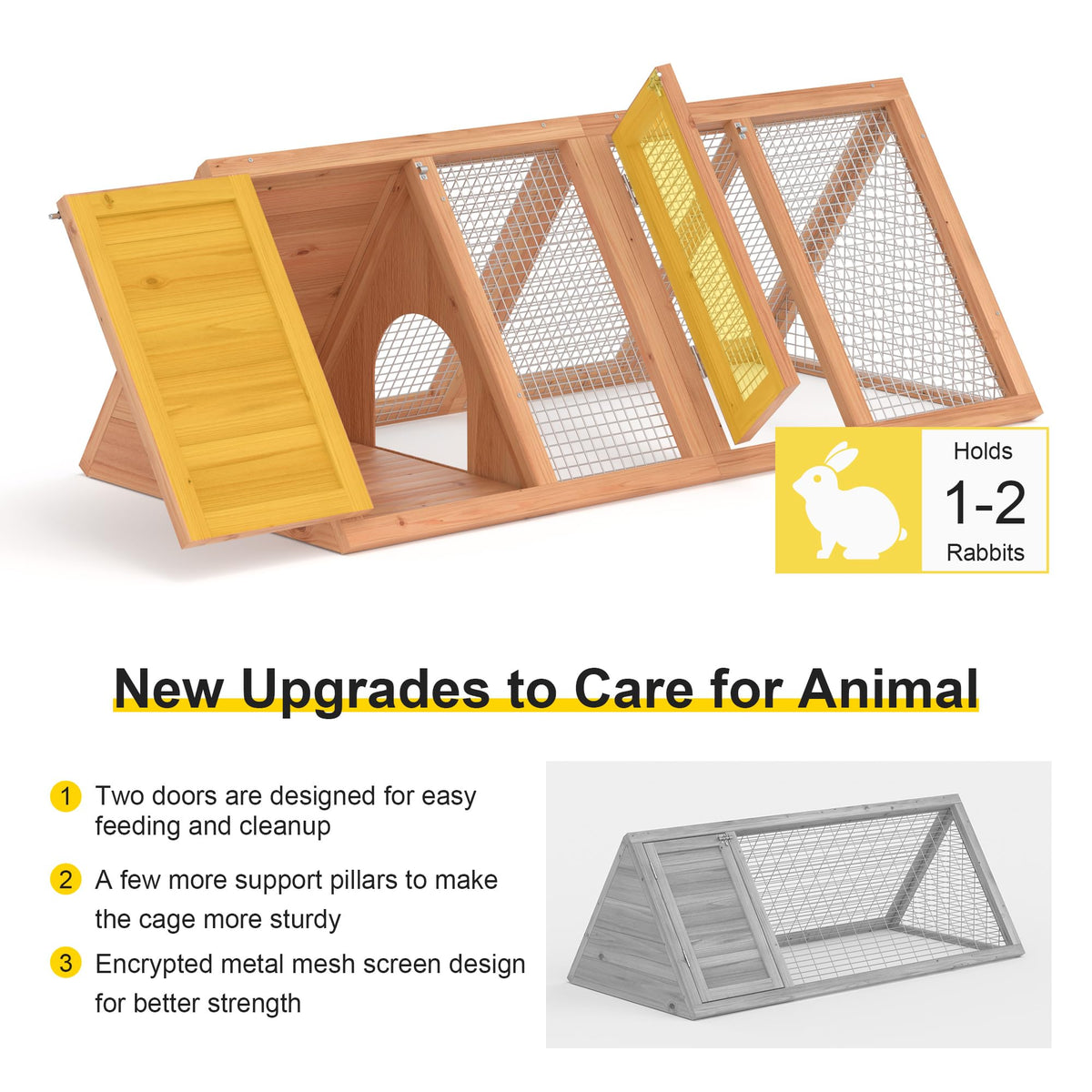 A-Frame Rabbit Hutch with Run Cage L632