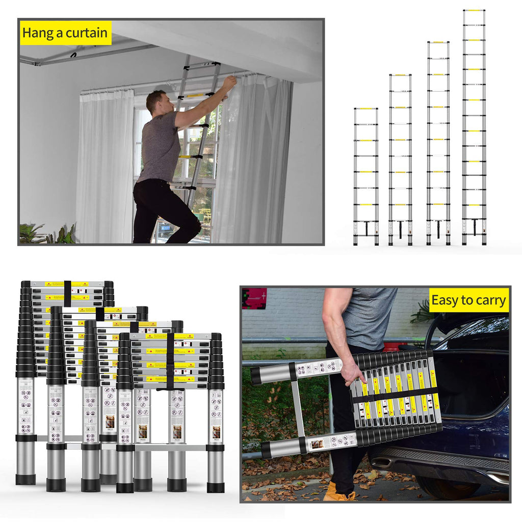 Telescoping Extension Ladder 12.5FT Aluminum with Carry Bag J3338