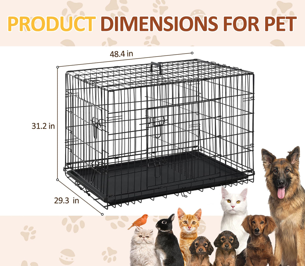 48 inch Folding Metal Wire Dog Crate with Double Door I614