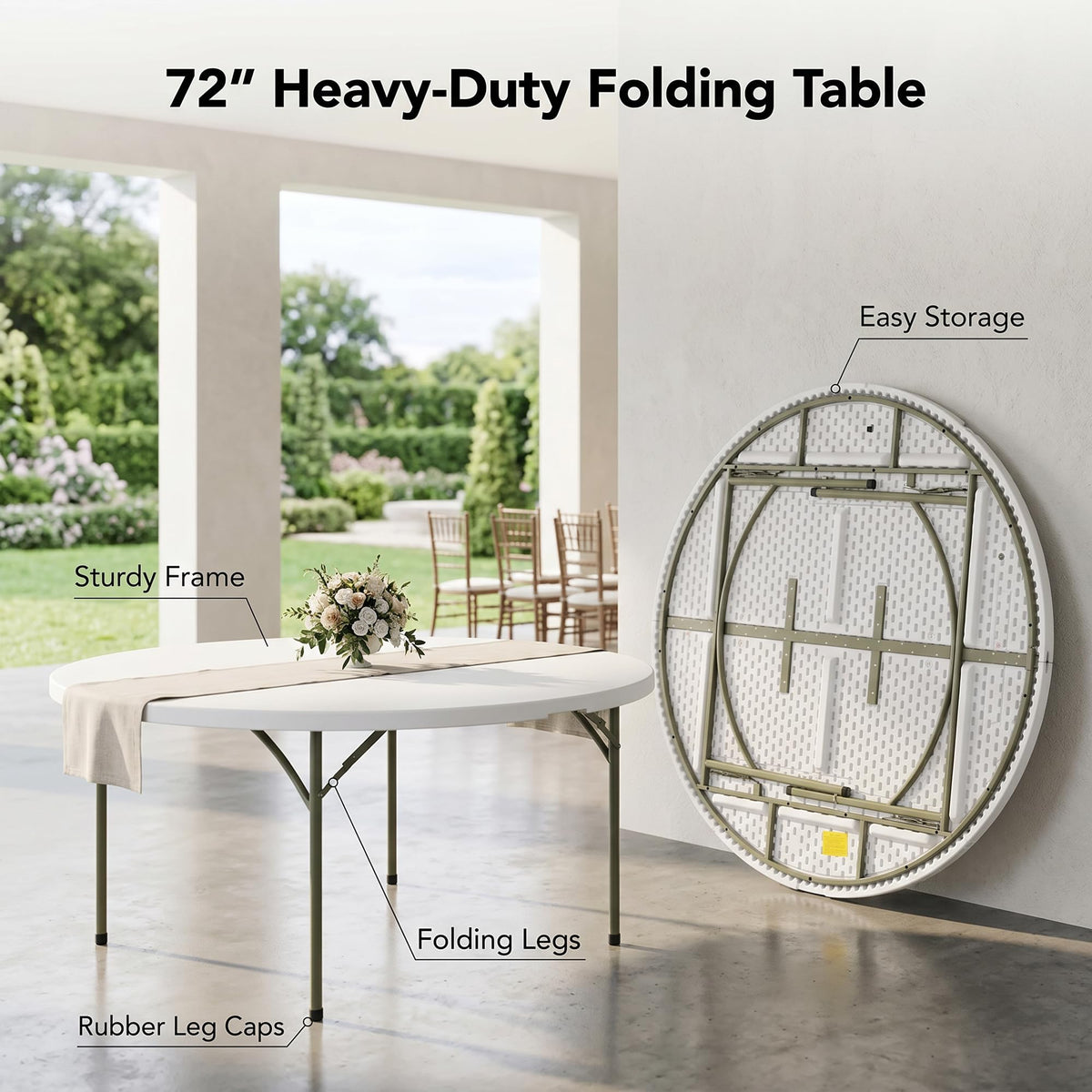 72-Inch Round Plastic Folding Tables 9-Pack G7178