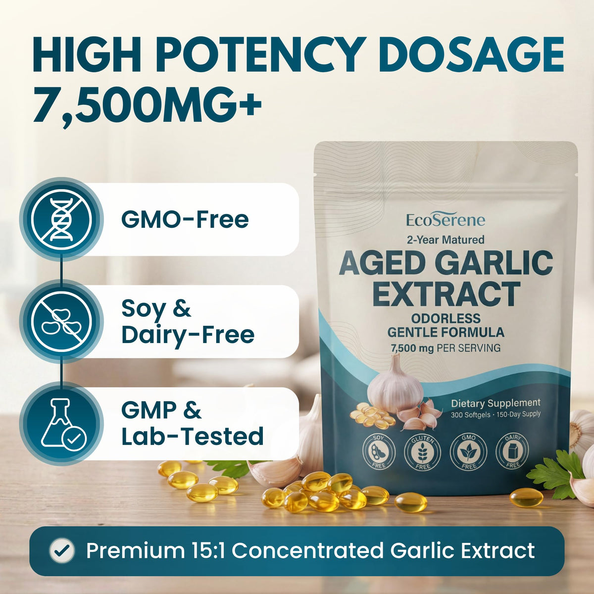 7500mg Aged Garlic Extract Softgels 300 Count T8175