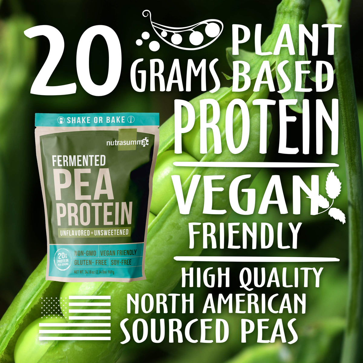 Unflavored Unsweetened Vegan Pea Protein Powder 2.14 LB A229410