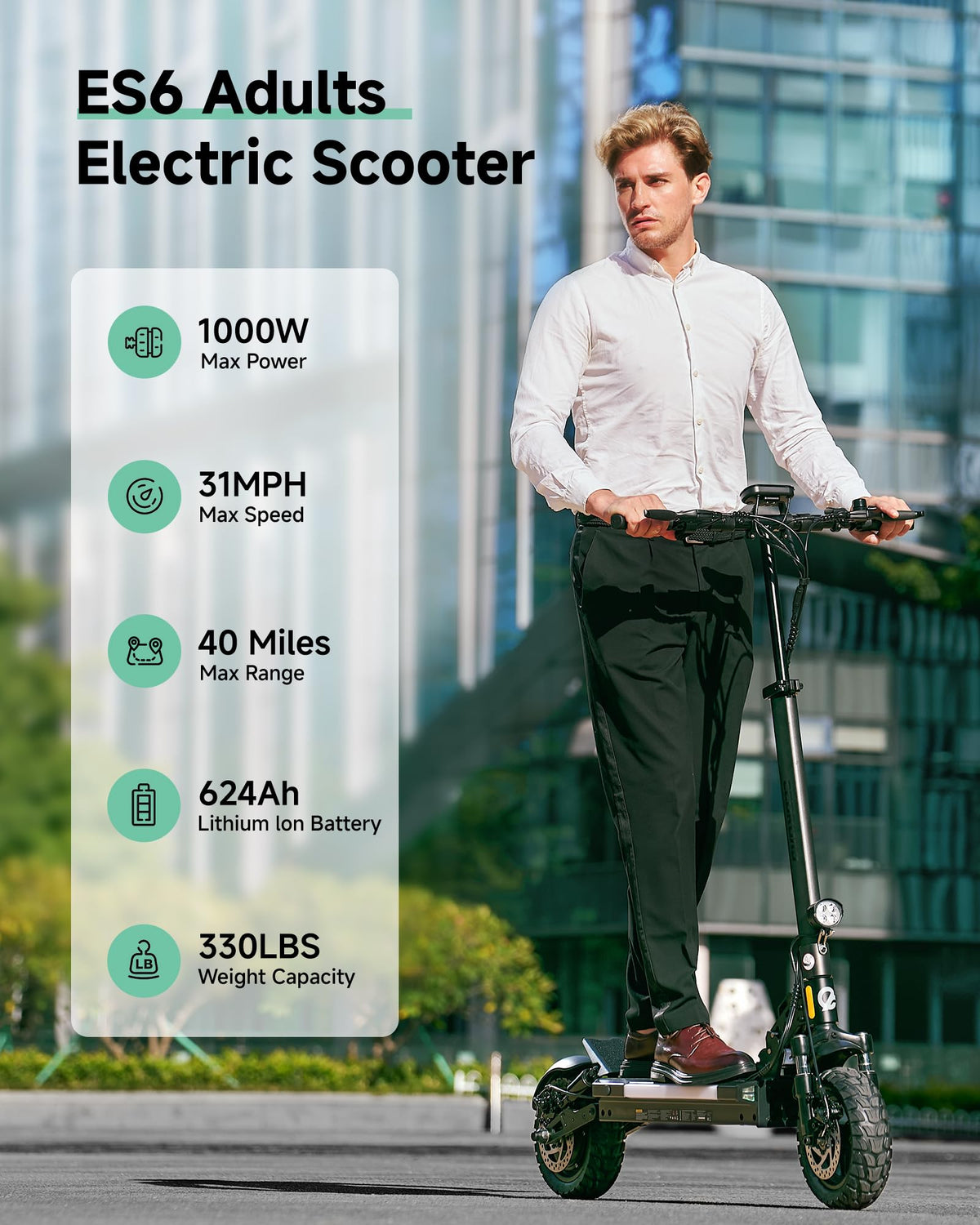 Electric Scooter Adults 1000W Peak Motor Up to 31 MPH Q144561