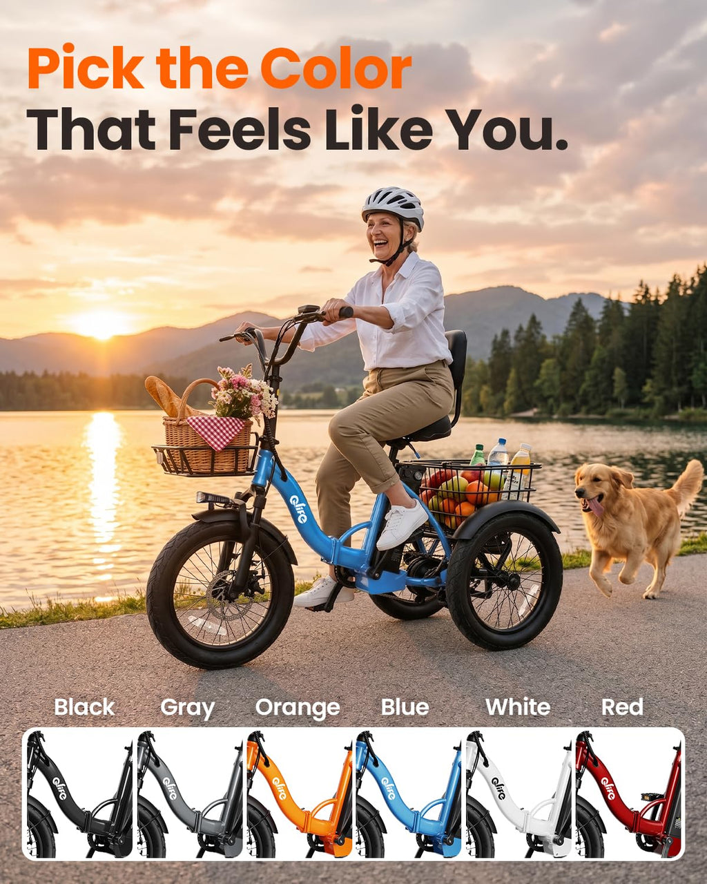 1200W Folding Electric Trike with Cargo Rack Q719068