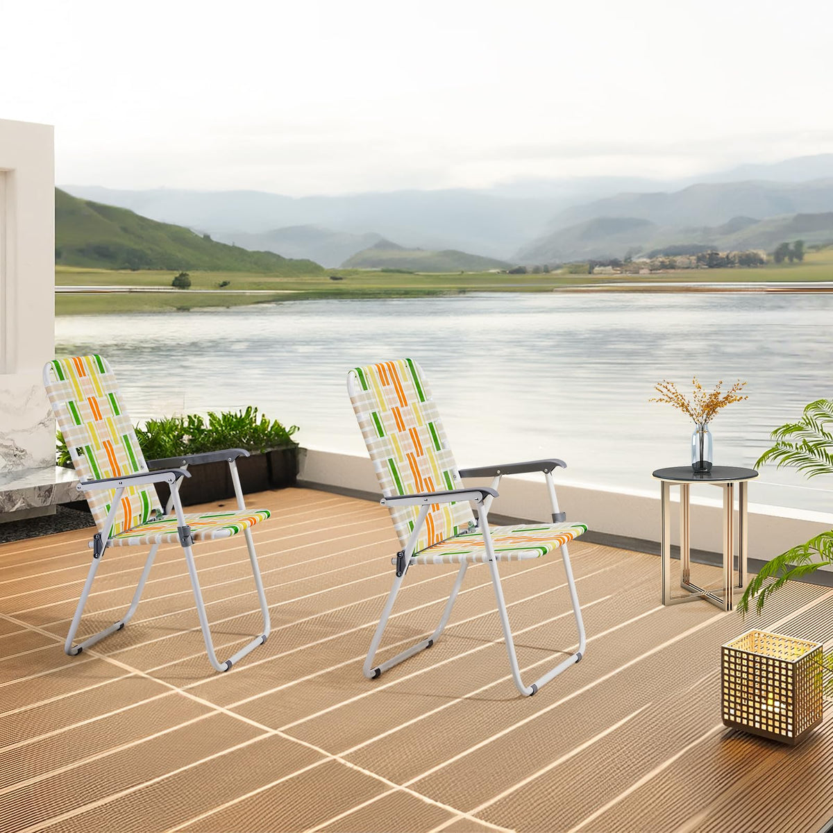 Oversized Webbed Folding Lawn Chairs 2 Pack J147