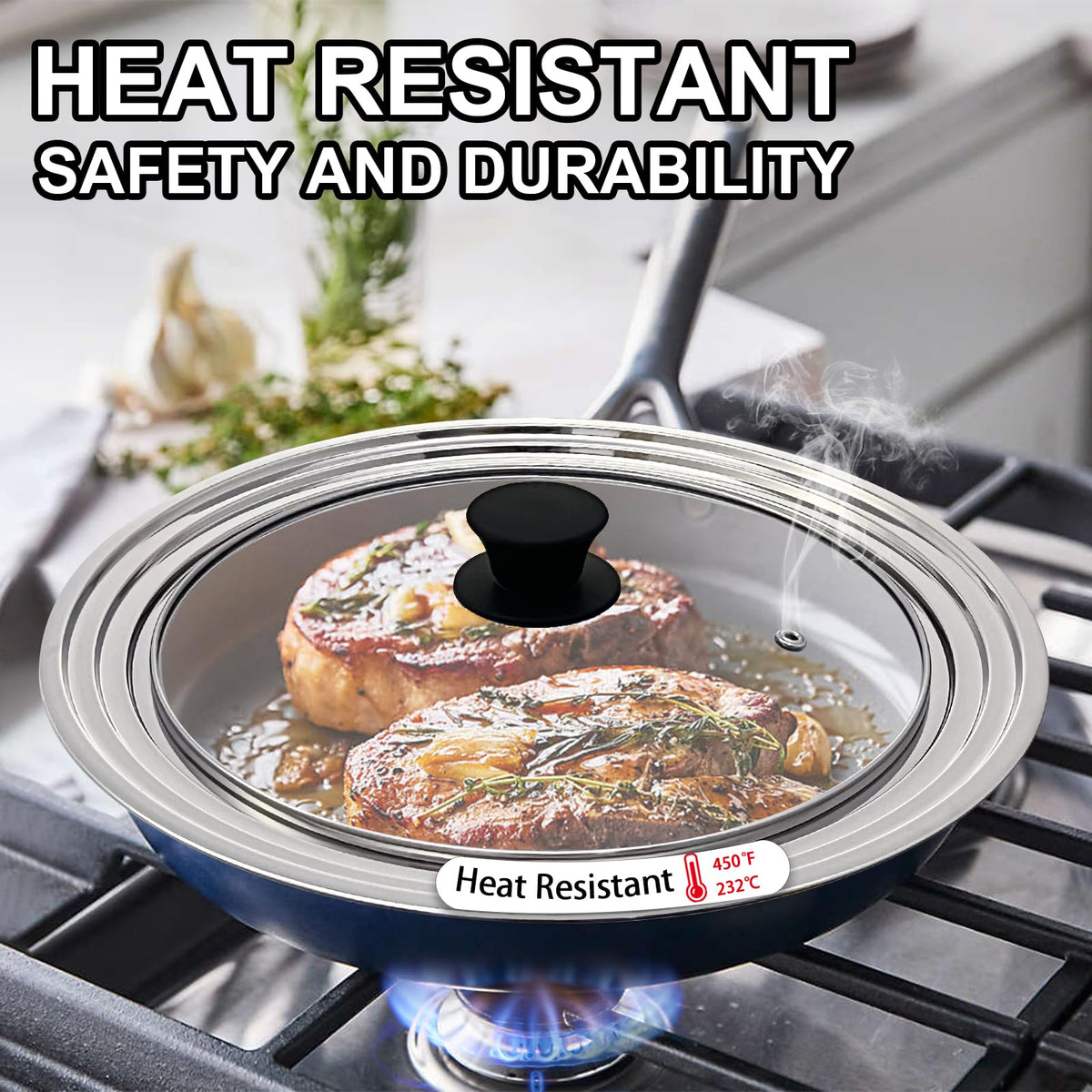 13 Inch Stainless Steel and Tempered Glass Pan Lid S38687