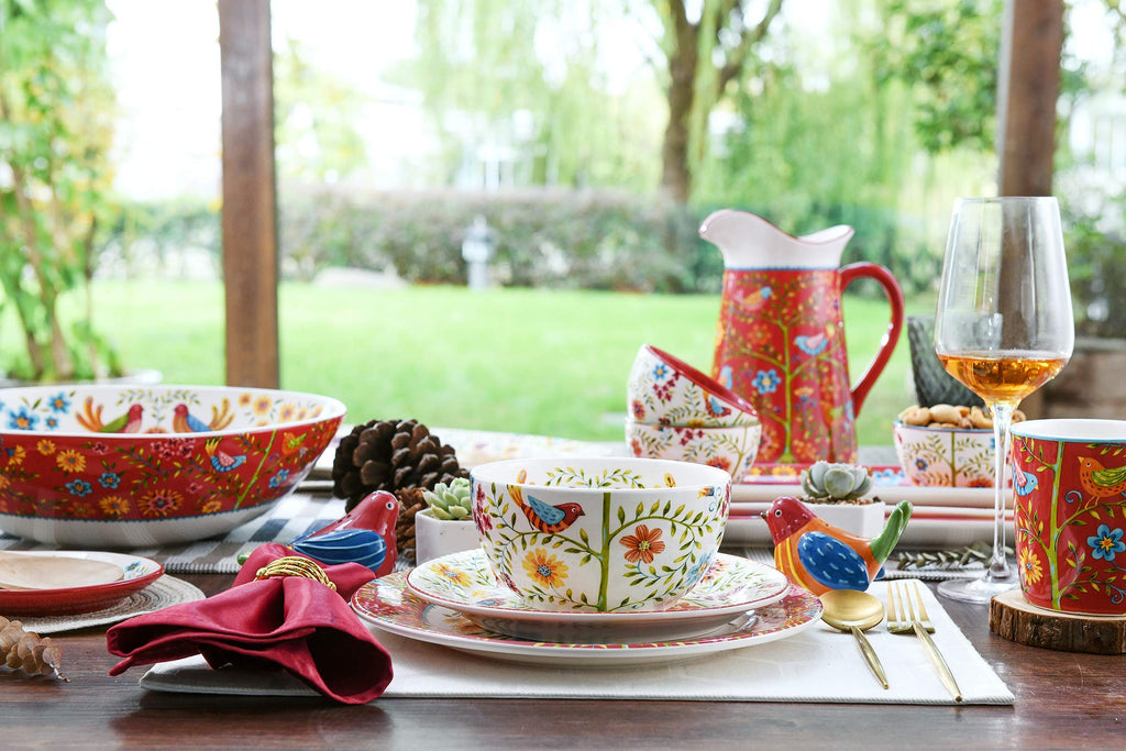 Red Ceramic 12 pcs Dinnerware Set, Service for 4 I556