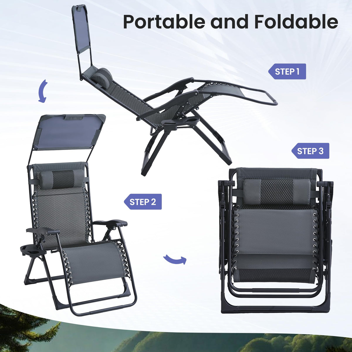 2 Pack Zero Gravity Chairs with Canopy O74066