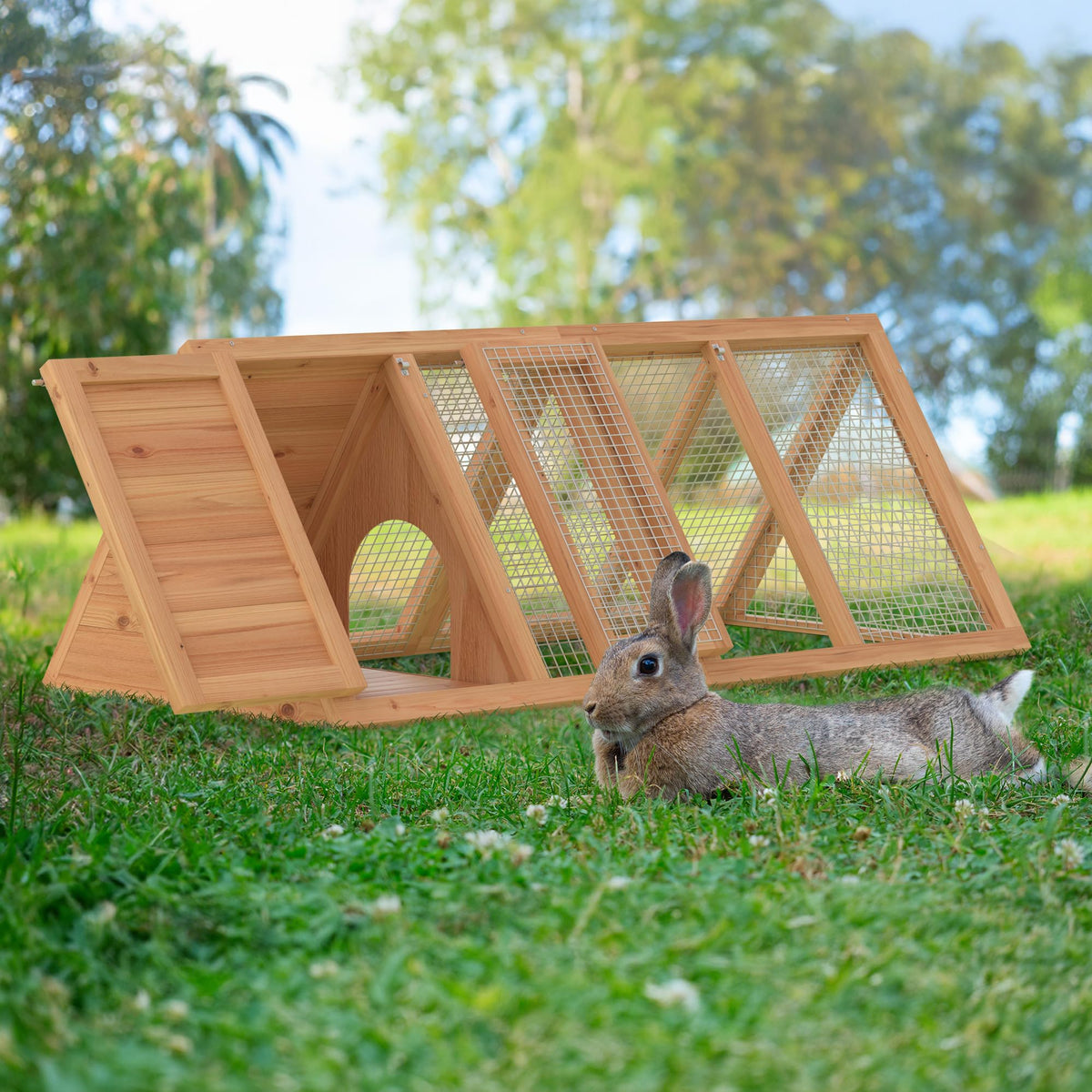 A-Frame Rabbit Hutch with Run Cage L632