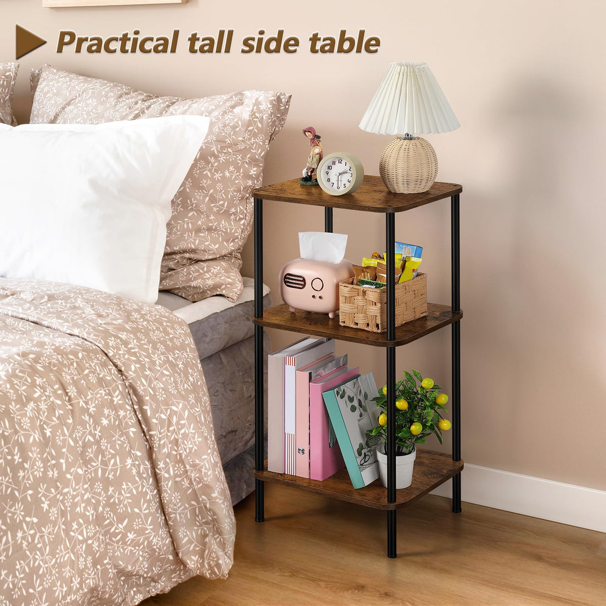 3 Tier Rustic Brown End Table Z82674