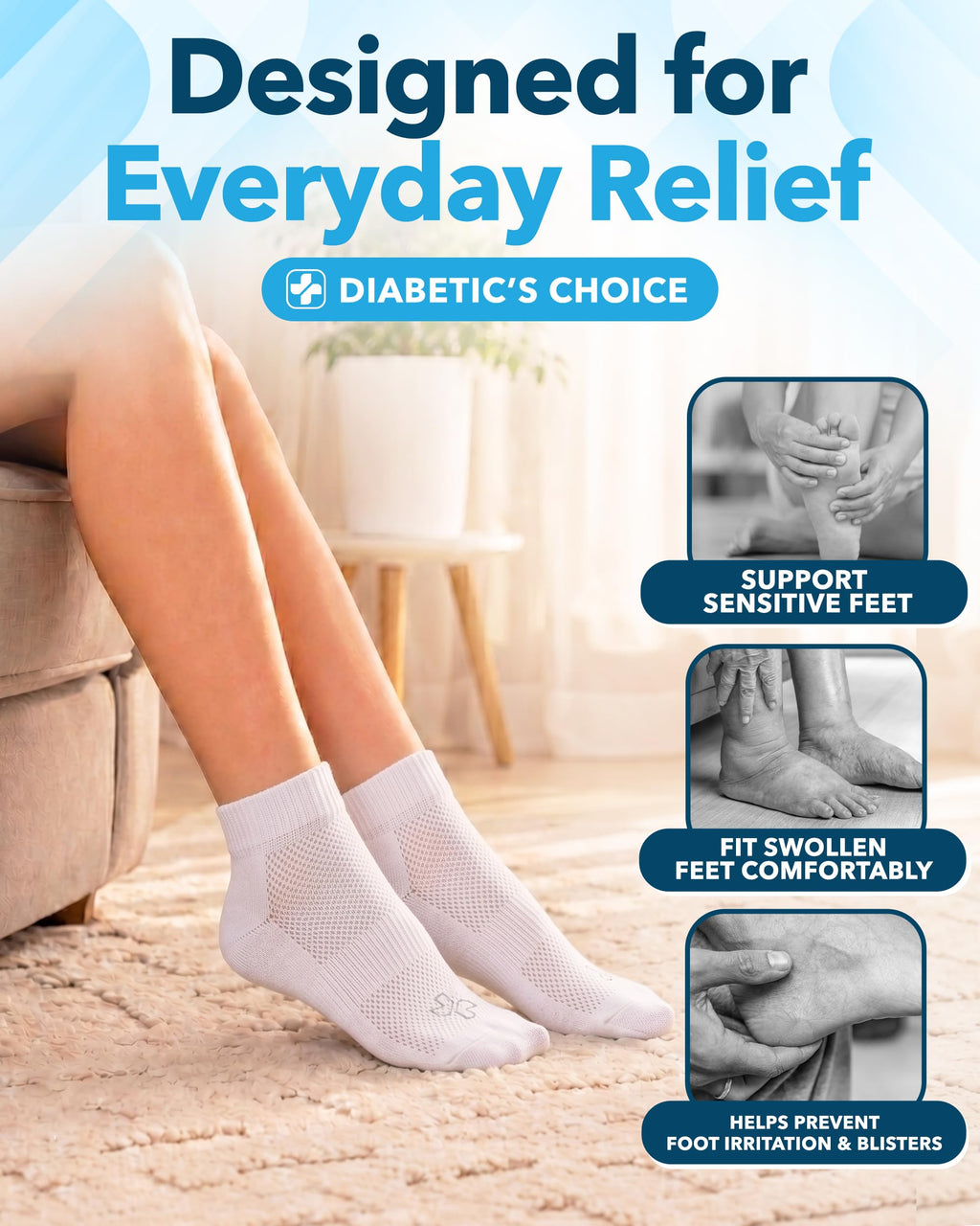 Viscose Bamboo Diabetic Socks 6 Pairs V770713