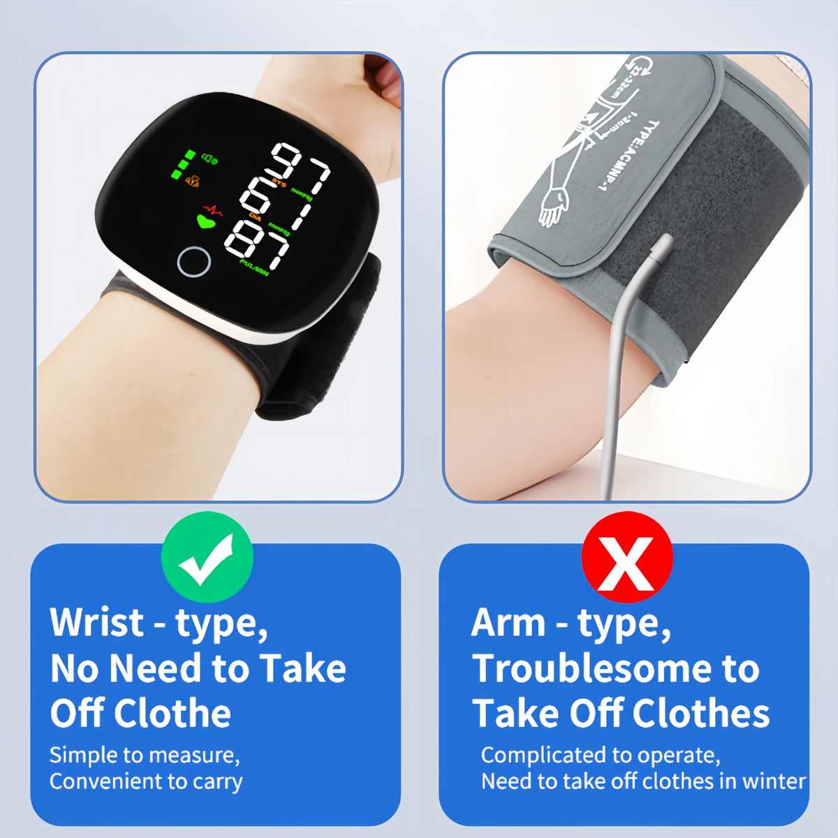 Wrist Blood Pressure Monitor with LCD Display and Voice Guide Q1935