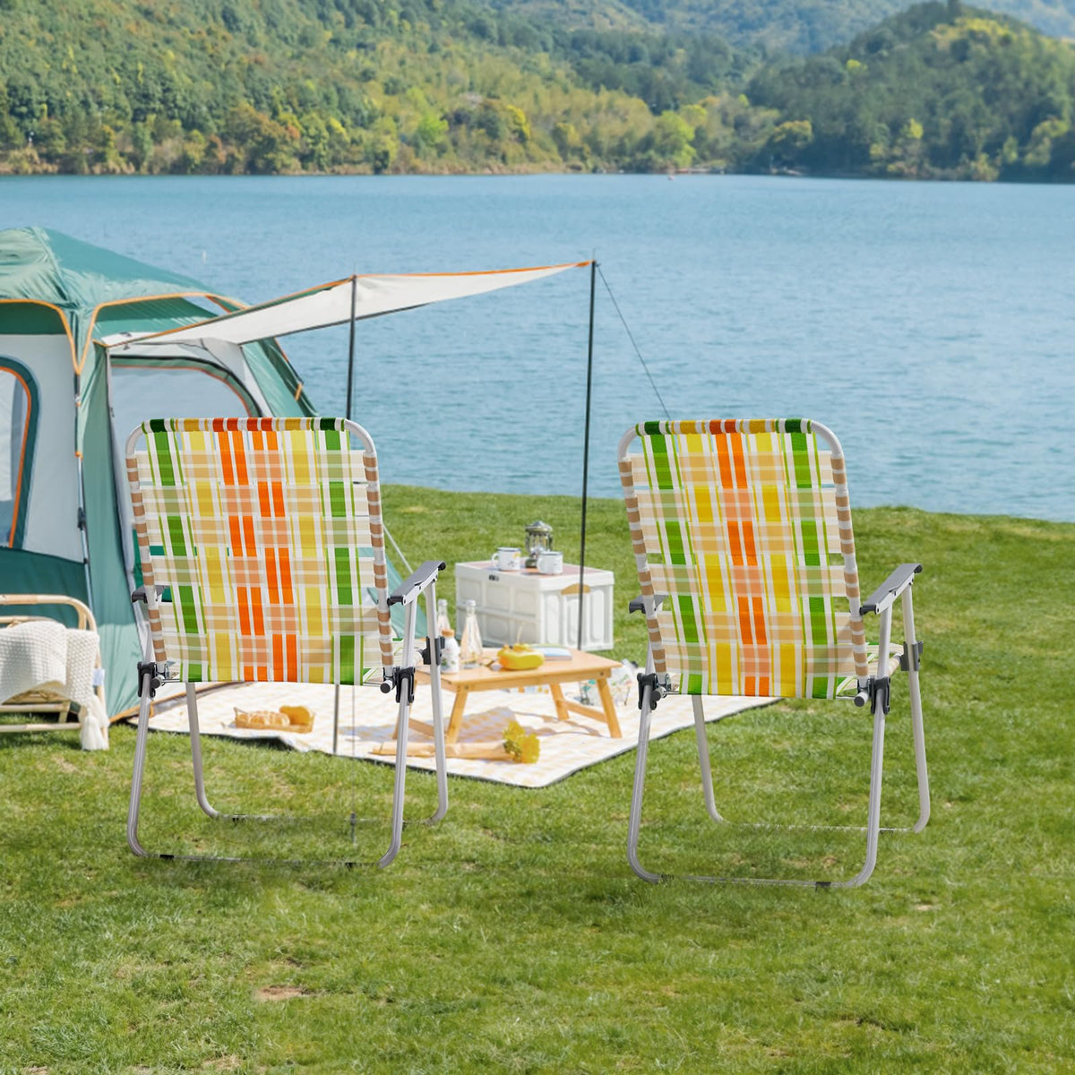 Oversized Webbed Folding Lawn Chairs 2 Pack J147