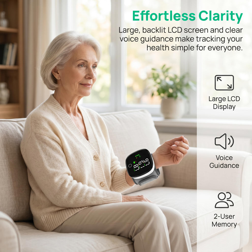 Wrist Blood Pressure Monitor with LCD Display and Voice Guide Q1935
