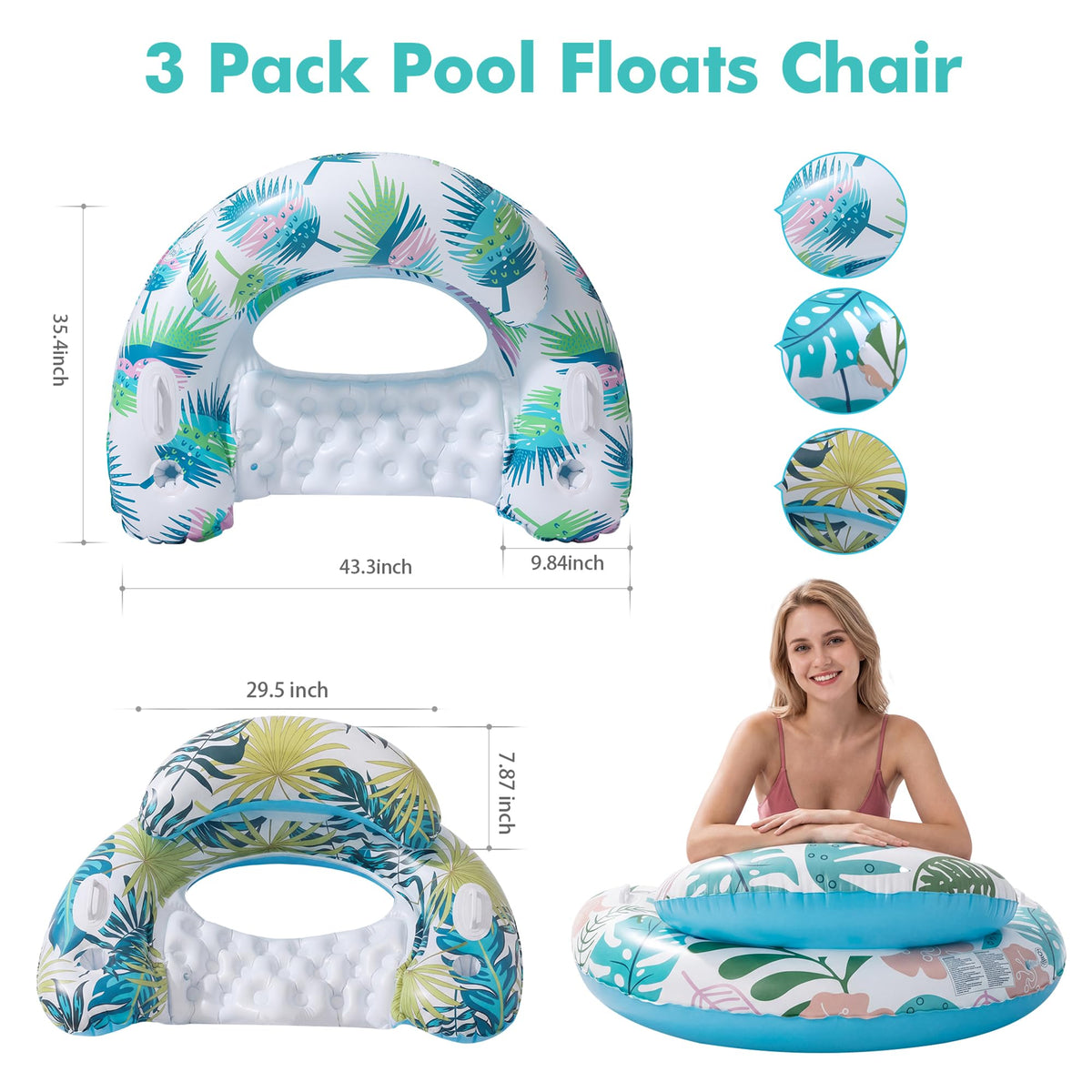 3 Pack Pool Floats Adult Multicolor W8544