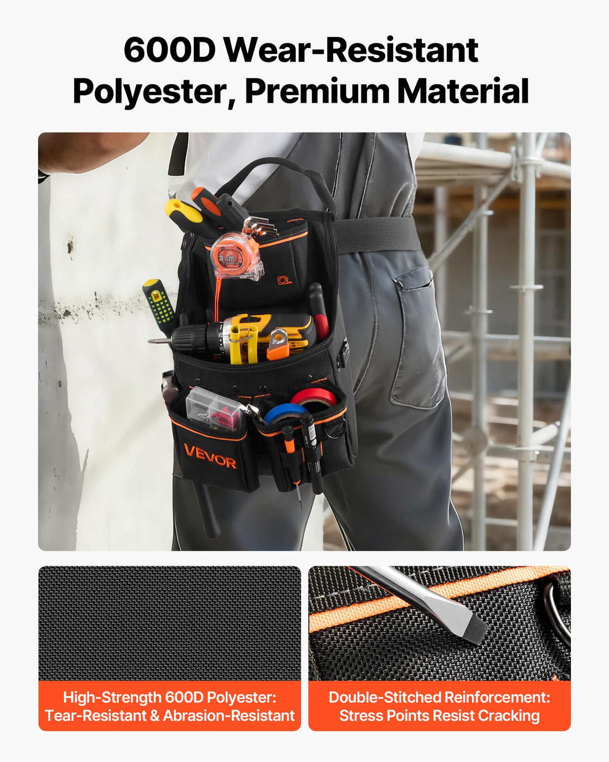 14 Pockets Heavy Duty Adjustable Tool Pouch with Belt U11645