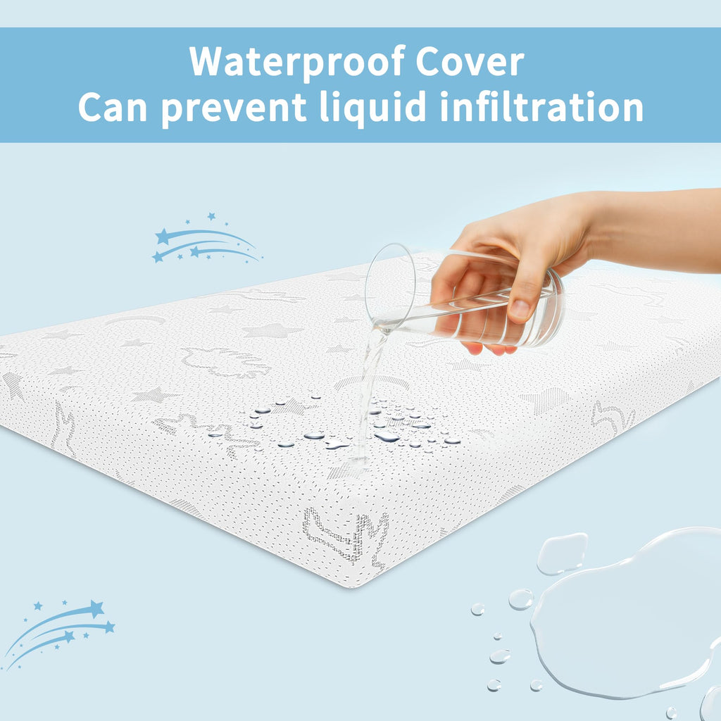 2" High Density Foam Crib Mattress Topper with Waterproof Washable Cover Q6964