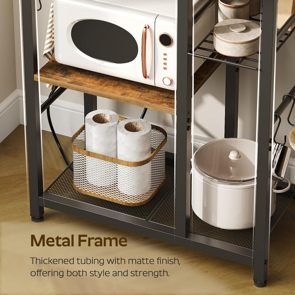 Rustic Brown Kitchen Storage Rack with Charging Station S3467