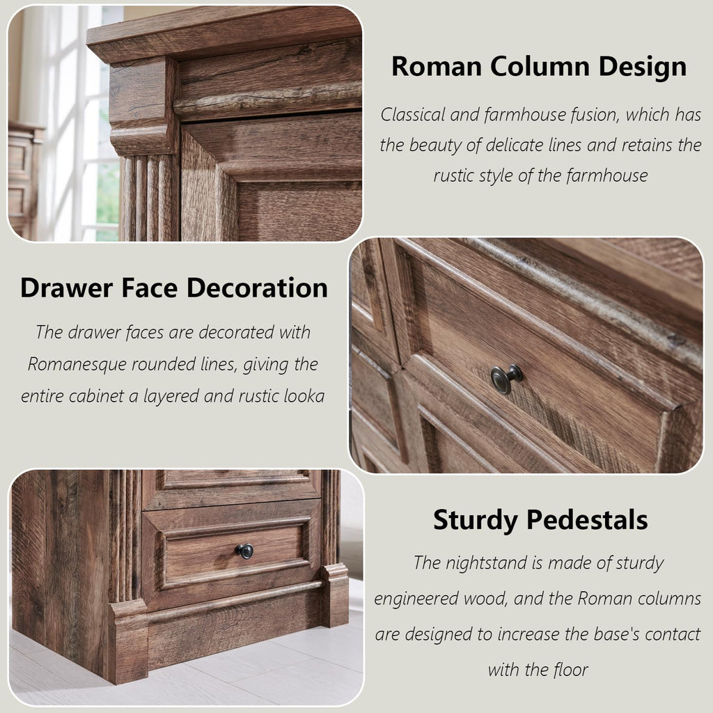 26" Tall 3 Drawer Light Brown Nightstand U5029