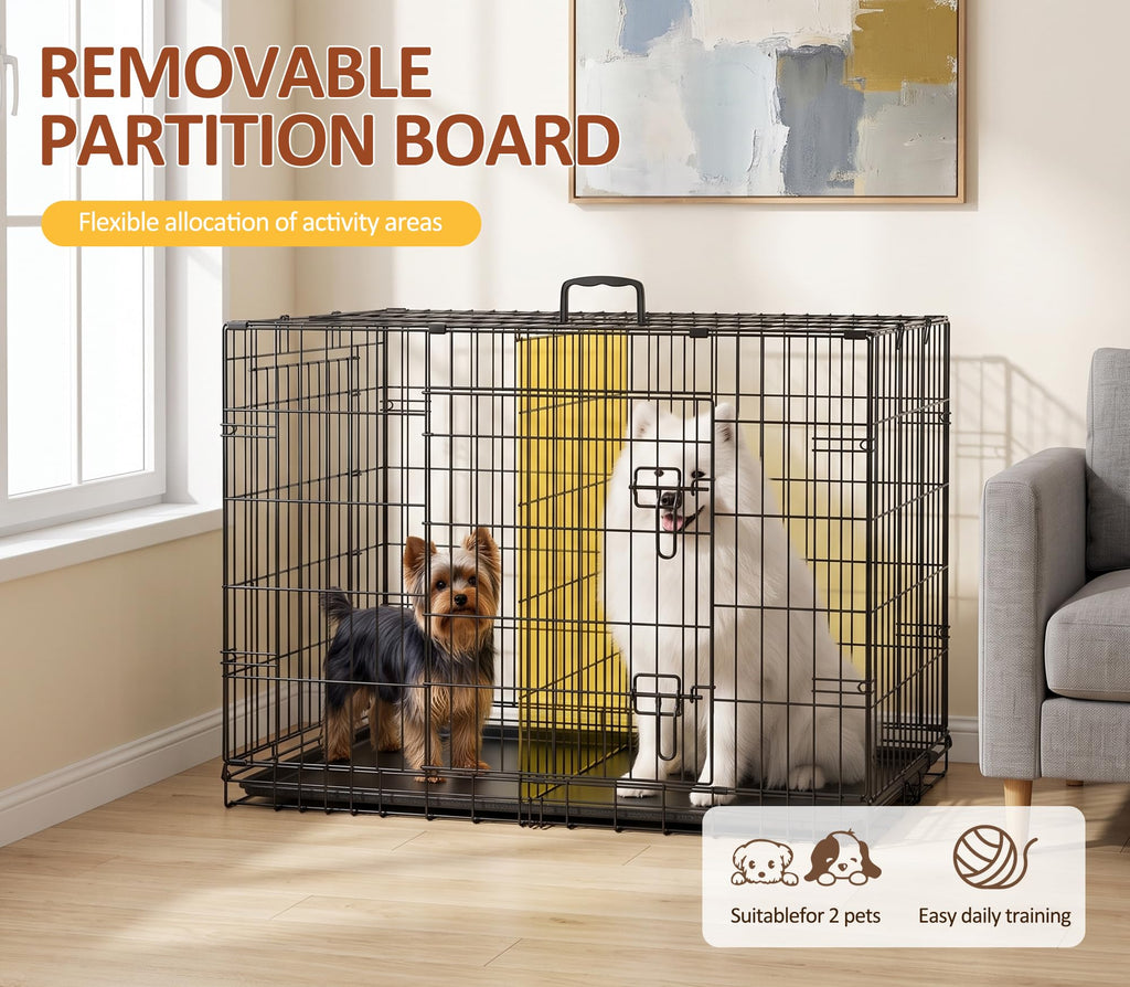 48 inch Folding Metal Wire Dog Crate with Double Door I614