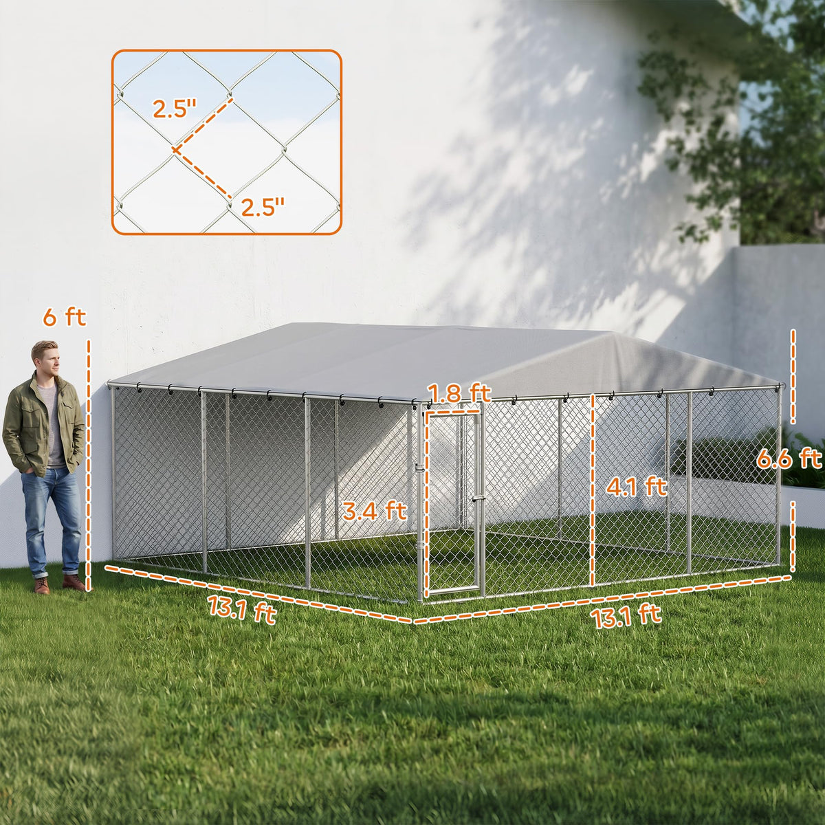 Extra Large Outdoor Dog Kennel 13' x 13' x 6.5' Y15661