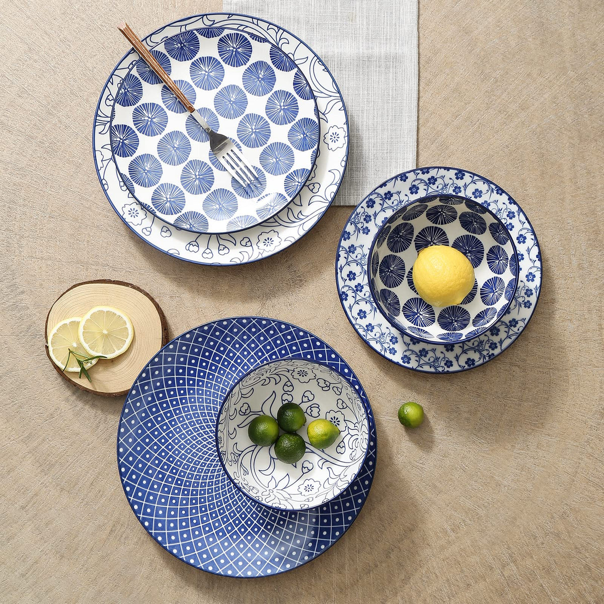 Ceramic Dinnerware Sets 12 Piece Cappuccino Cups with Saucers and Metal Stand V905468