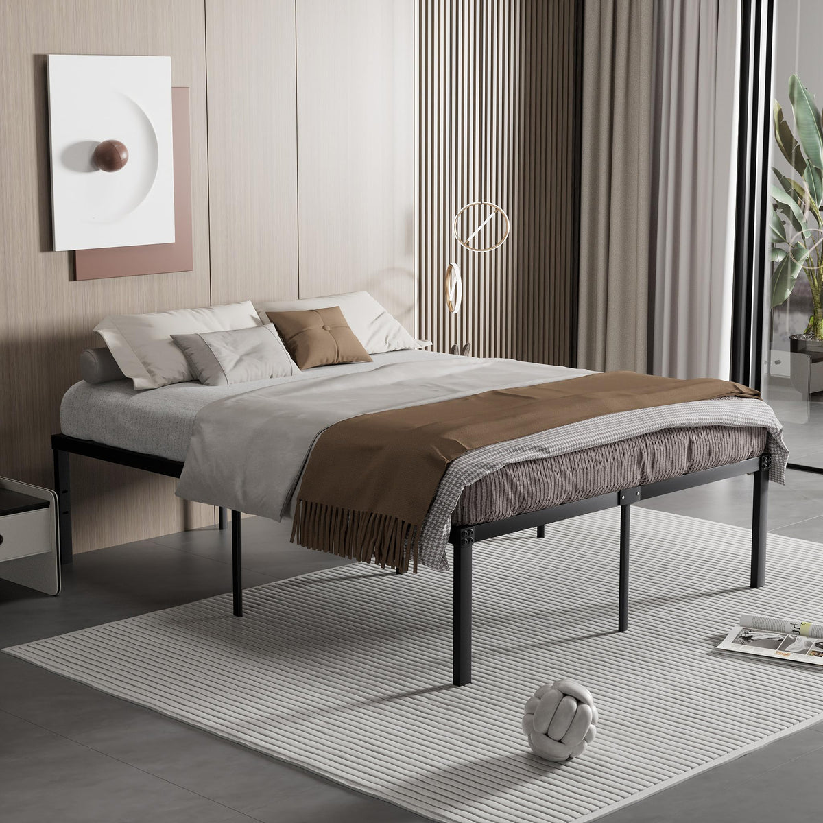 Queen Size Metal Platform Bed Frame F599242