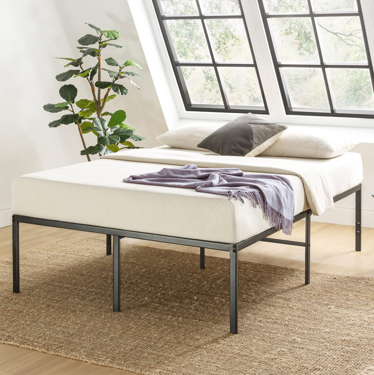 18 Inch Black Metal Platform Bed Frame G774