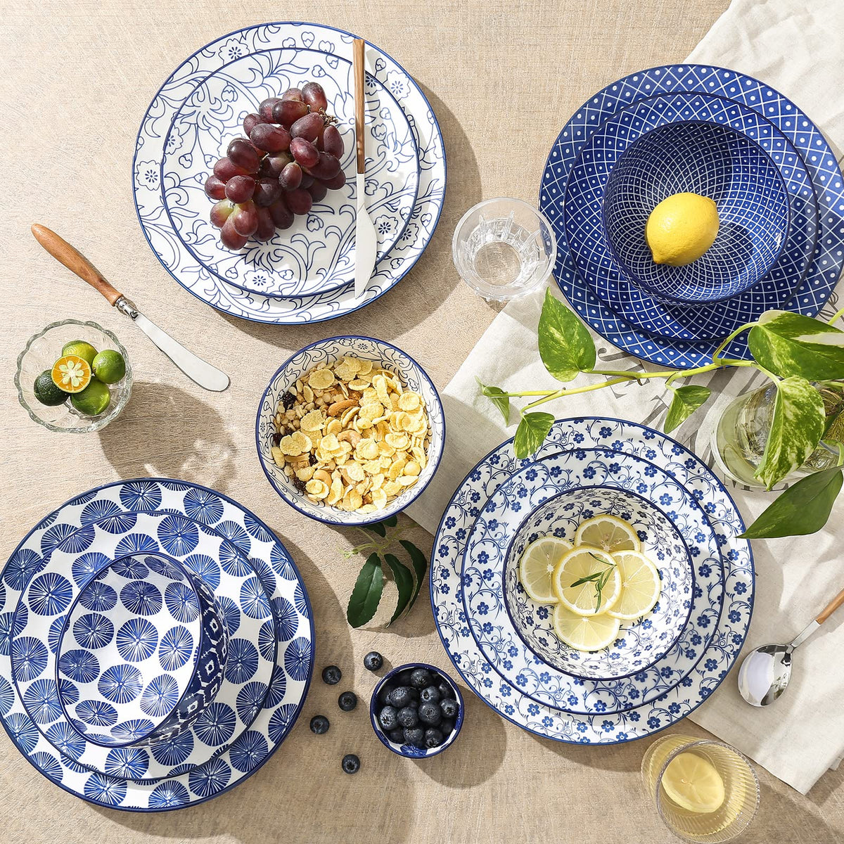 Ceramic Dinnerware Sets 12 Piece Cappuccino Cups with Saucers and Metal Stand V905468