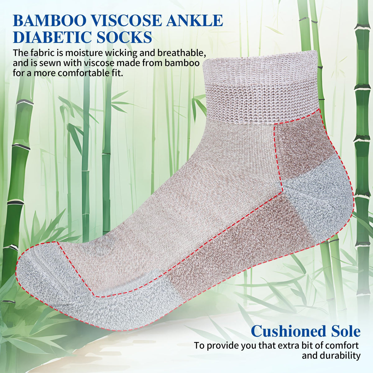 Diabetic Socks for Men, 10 Pairs Ankle & Low Cut Size 9-15 E844088